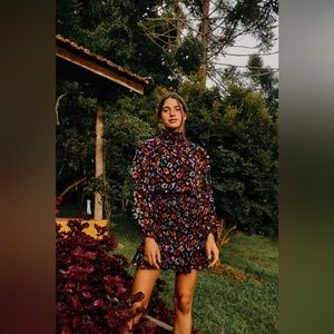 FARM Rio Black Ikat Dyed Leopard Mini Dress